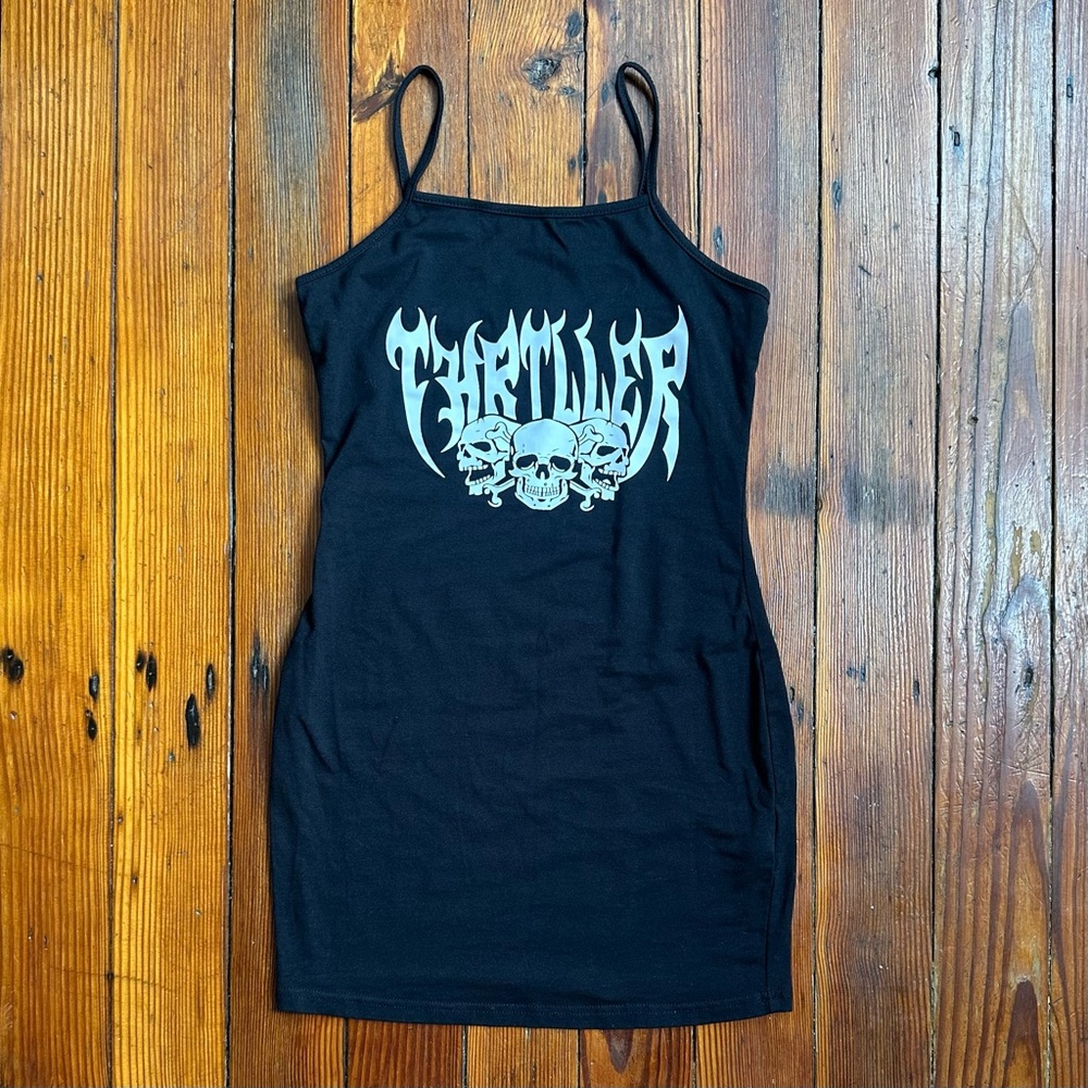 NWOT Shein thriller skulls cami bodycon dress cotton